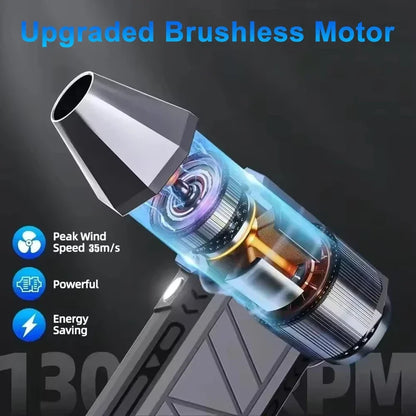 Cordless 3-Speed Electric Air Blower with LED Light & Brushless Motor