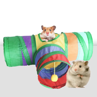 Rainbow Play Tunnel for Small Animal Exercise & Hideaway