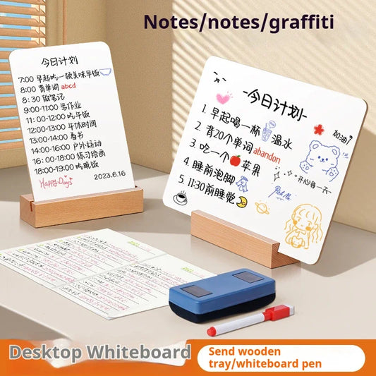 Desktop Dry Erase Memo Board with Wooden Stand