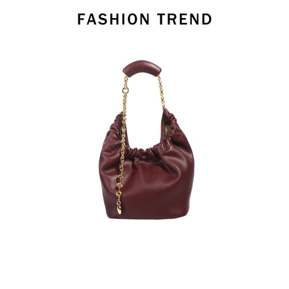 Genuine Leather Cloud Bucket Shoulder Bag