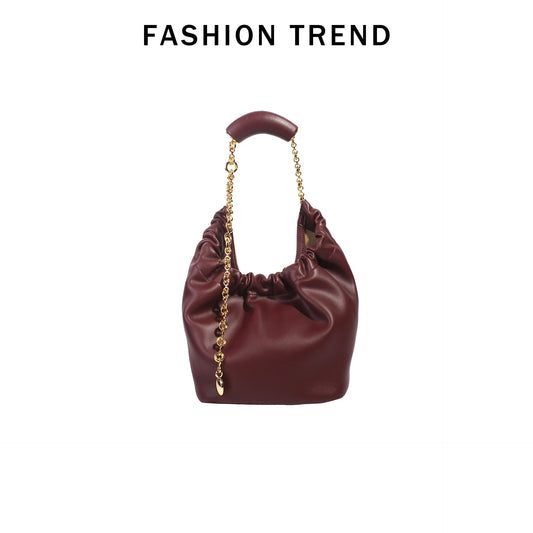 Genuine Leather Cloud Bucket Shoulder Bag