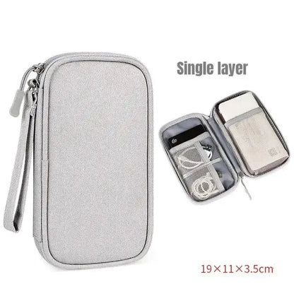 Double-Layer Cable & Electronics Organizer Bag