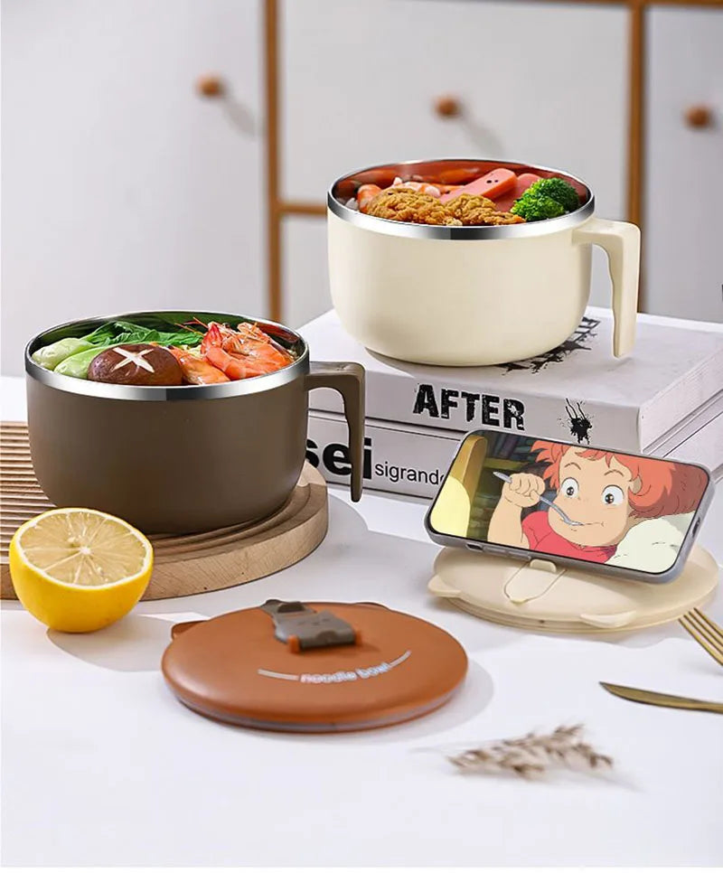 304 Stainless Steel Instant Noodle Bowl with Lid