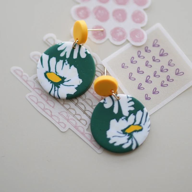 Flower Abstract Art Deco Pattern Earrings