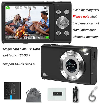 4K Autofocus Digital Camera with 48MP Photos & 2.8” IPS Screen