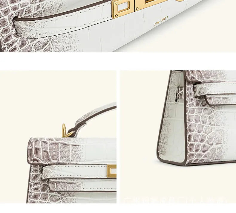 Crocodile Pattern Top Handle Satchel