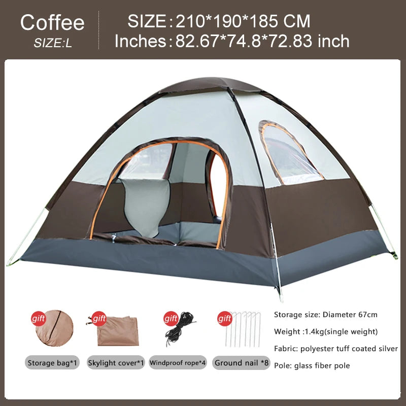 Automatic 4-Season Family Camping Tent for 3–4 People