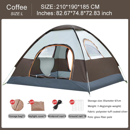 Automatic 4-Season Family Camping Tent for 3–4 People