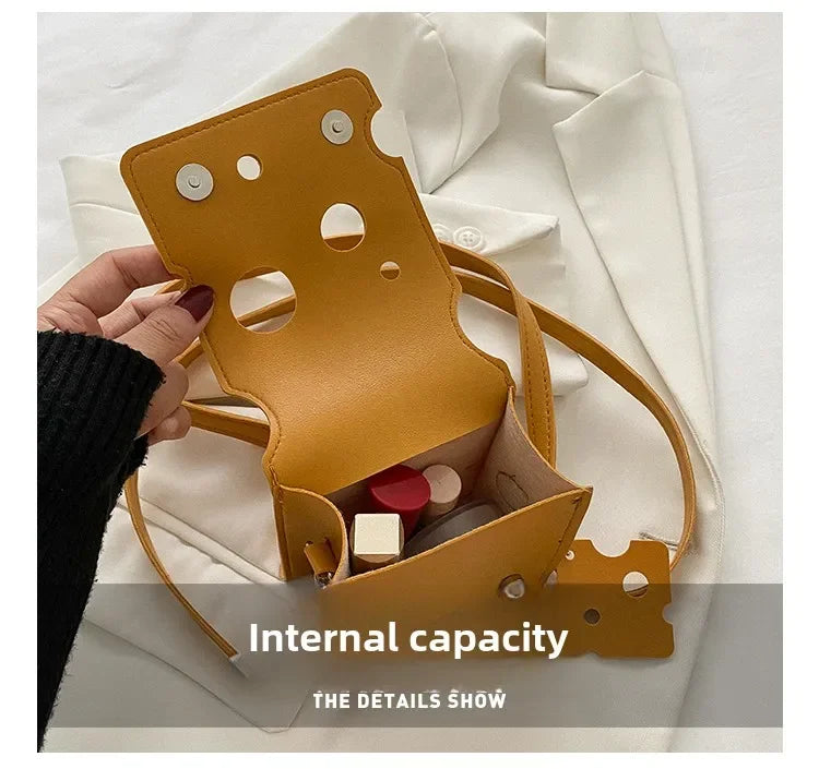 Cheese-Shaped Mini Crossbody Bag for Women