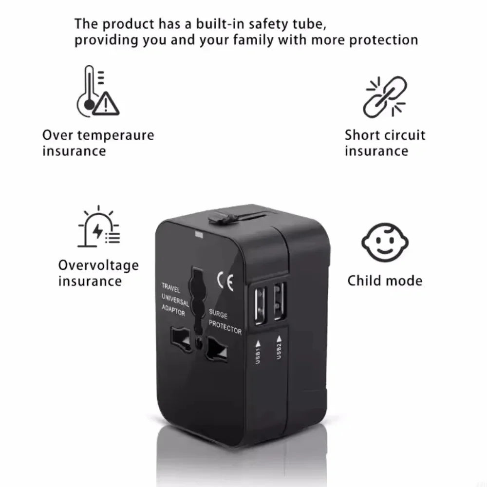 Universal Travel Adapter with Dual USB & Type-C