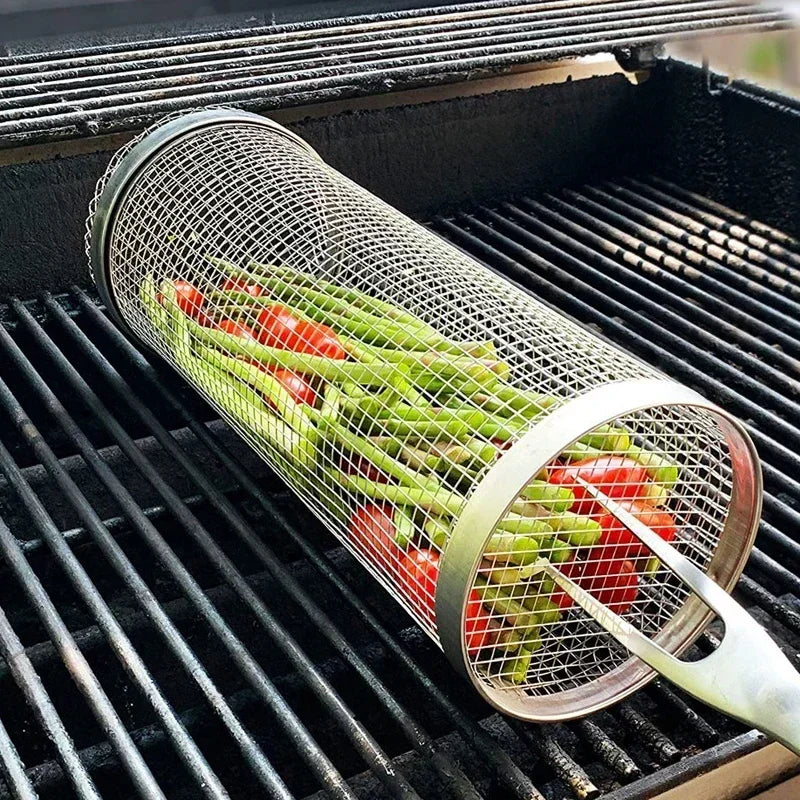 Stainless Steel Rolling BBQ Basket