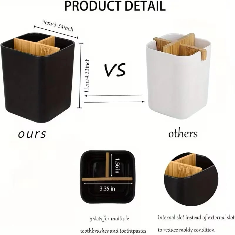 Three-Compartment Bathroom Toothbrush Organizer