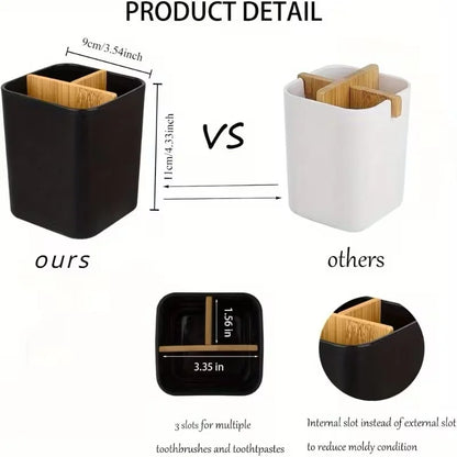 Three-Compartment Bathroom Toothbrush Organizer