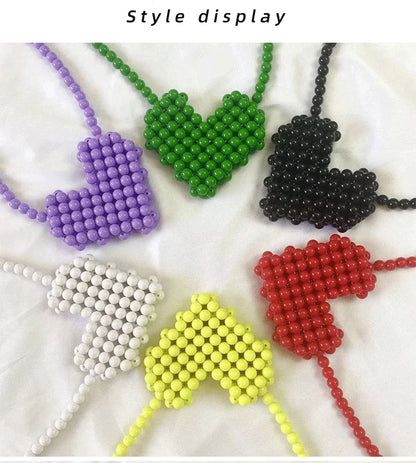 Mini Heart Beaded Crossbody Bag