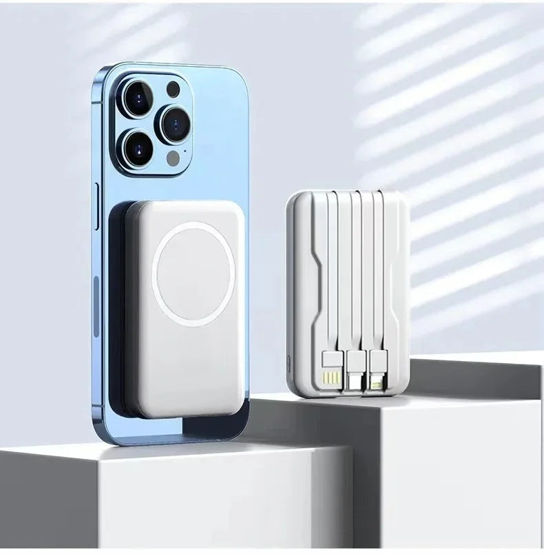 Magnetic Wireless Power Bank with Built-in Cable