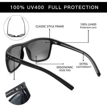 ZENOTTIC Retro Square Polarized Sunglasses