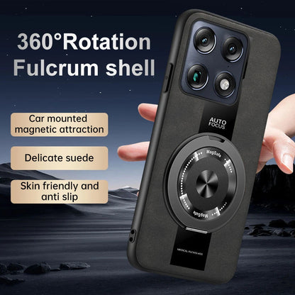 Luxury Magnetic Leather Phone Case with Rotating Ring Stand