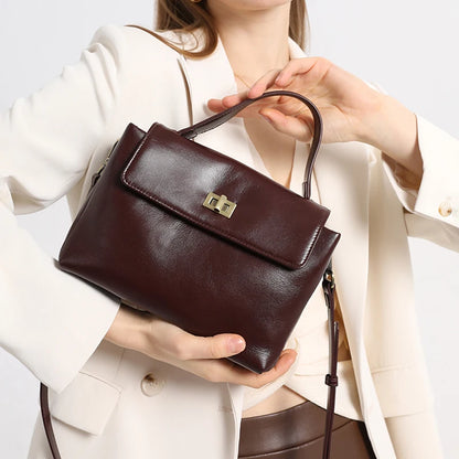 Vintage Genuine Leather Top Handle Crossbody Satchel