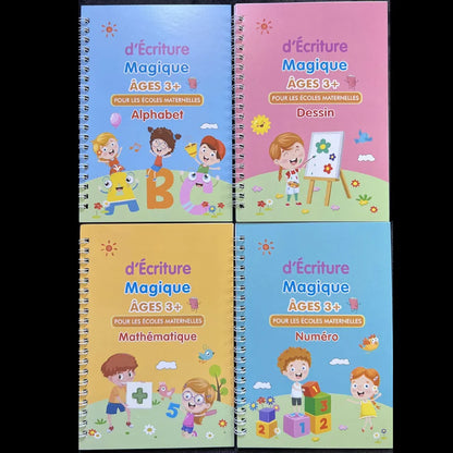 4Pcs French Magic Practice Copybook Age 3-8