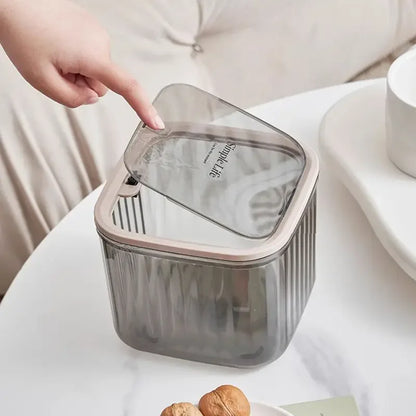 Transparent Mini Desktop Storage Box with Pop-Up Lid