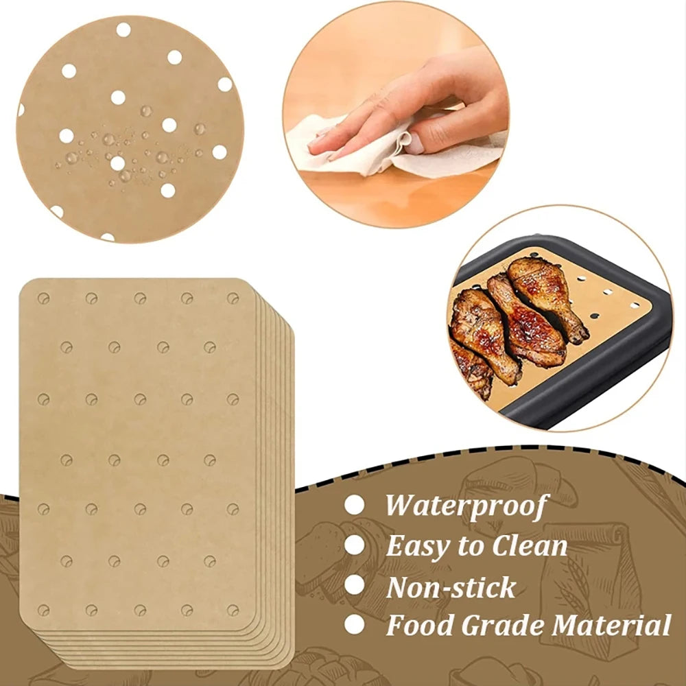 100-Pack Disposable Air Fryer Paper Liners