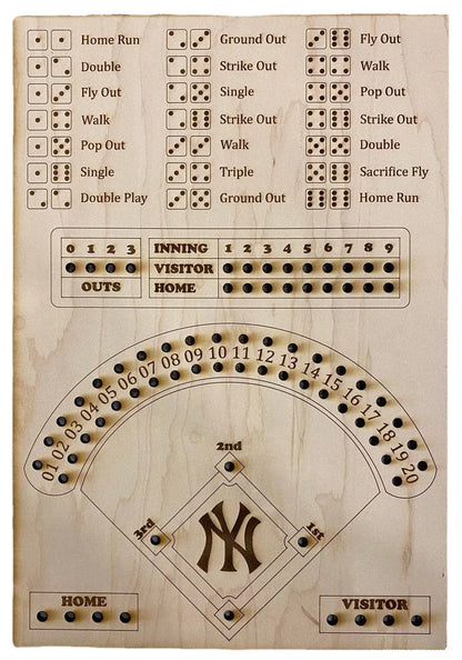 Wooden Baseball Dice Board Game