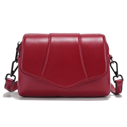 Genuine Leather Multi-Compartment Crossbody Bag