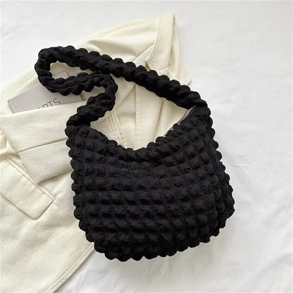 Pleated Quilted Crossbody Shoulder Bag