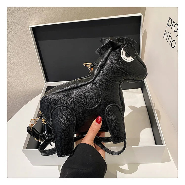 Horse-Shaped PU Leather Crossbody Shoulder Bag