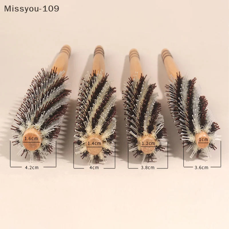 Natural Boar Bristle Wooden Round Hair Brush
