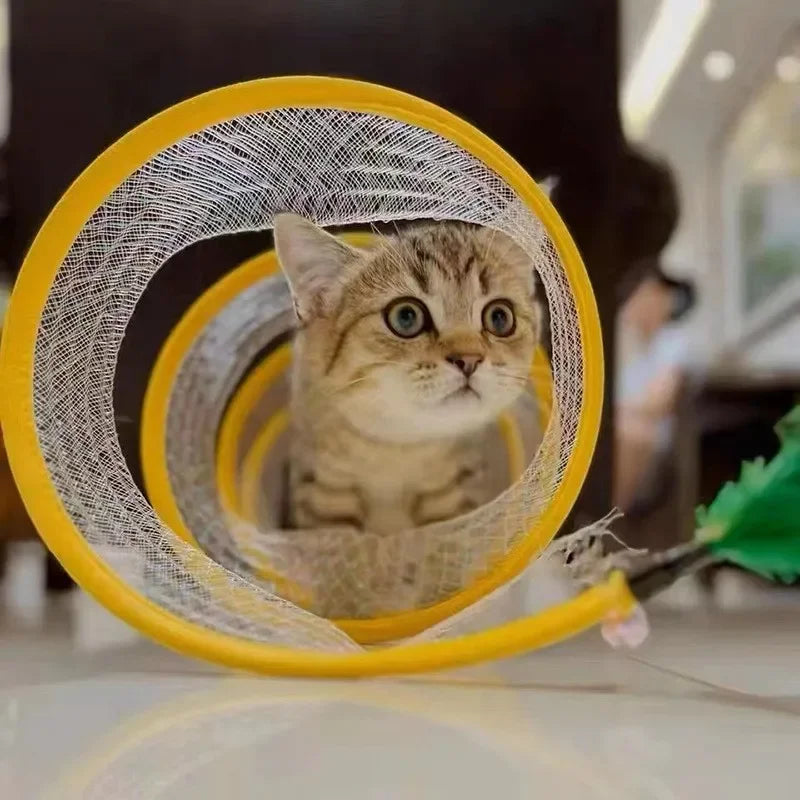 S Shape Foldable Cat Tunnel with Crinkle Balls