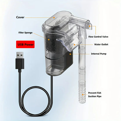 USB Hang-On-Back Aquarium Waterfall Filter