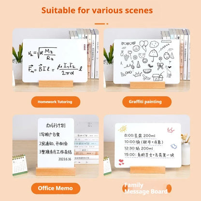Desktop Dry Erase Memo Board with Wooden Stand