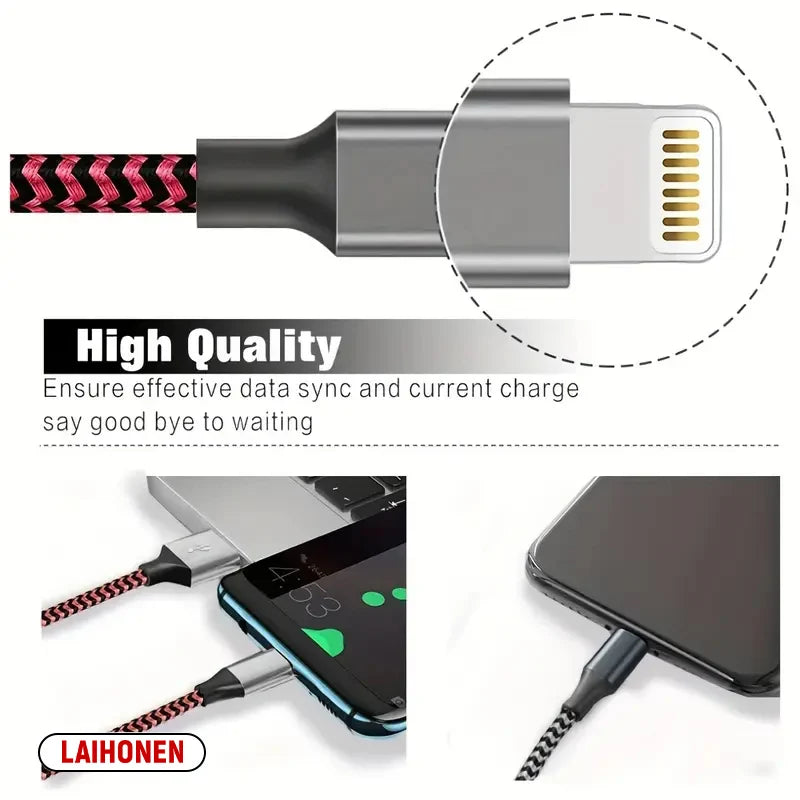 LAIHONEN USB-A to Lightning Braided Charging Cable