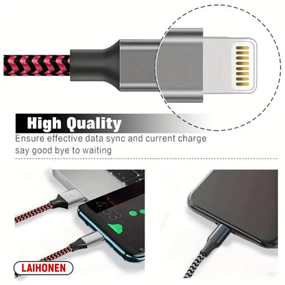 LAIHONEN USB-A to Lightning Braided Charging Cable