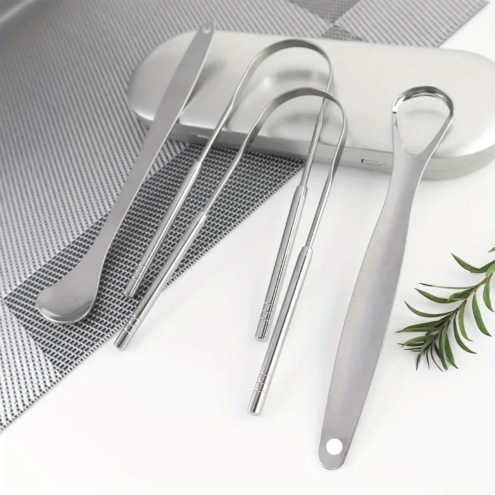 Stainless Steel Tongue Scraper Set