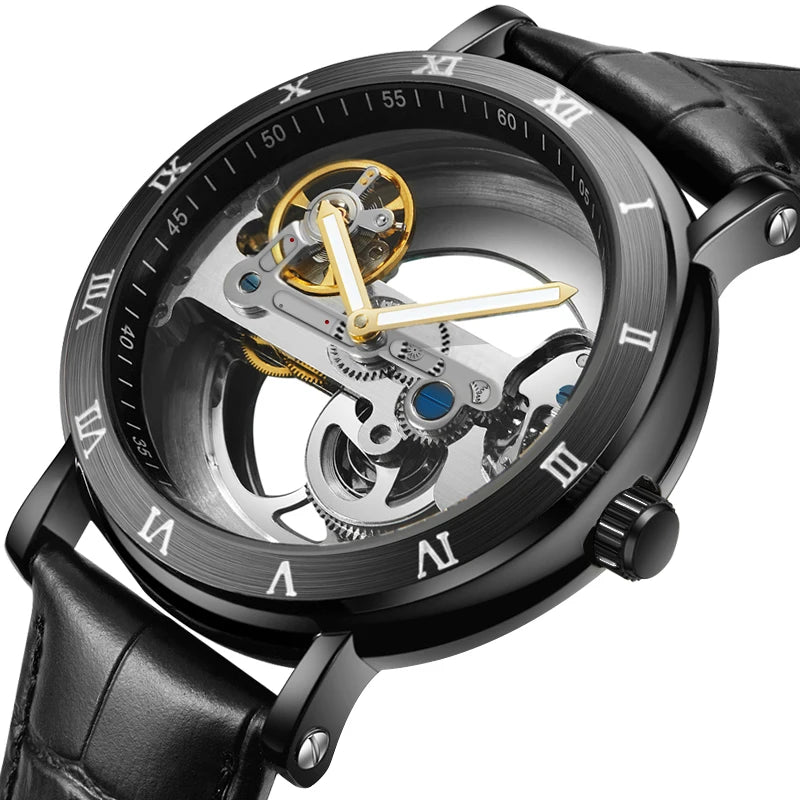 Men's Automatic Skeleton Mechanical Leather Watch