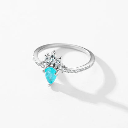 Paraiba Tourmaline Sterling Silver Crown Ring