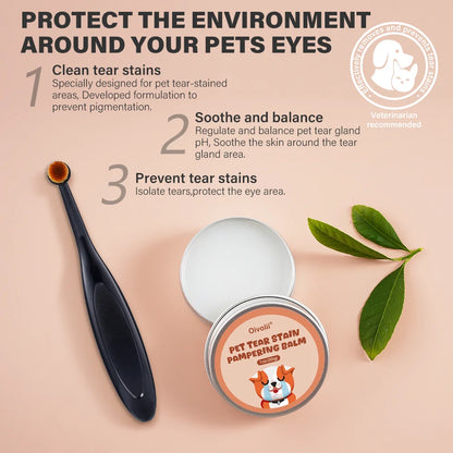 Pet Tear Stain Remover Balm with Applicator Brush