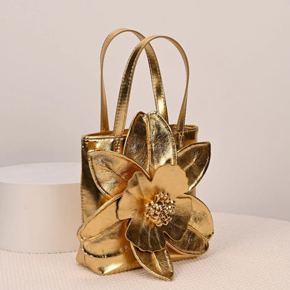 3D Floral PU Leather Bucket Handbag