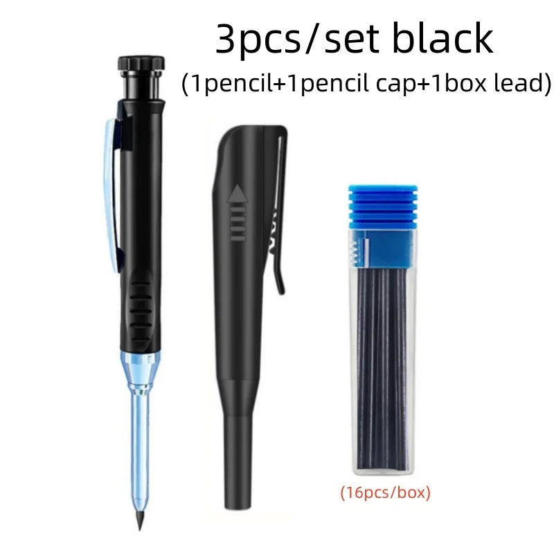 Deep Hole Carpenter Mechanical Pencil Set with 16 Refills