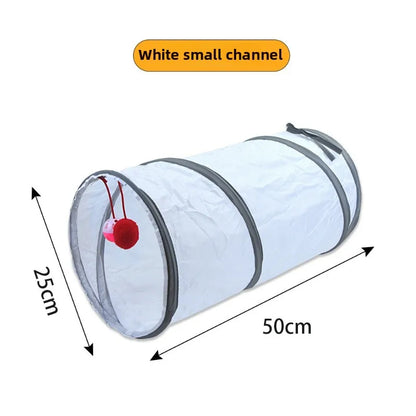Interactive White Cat Play Tunnel