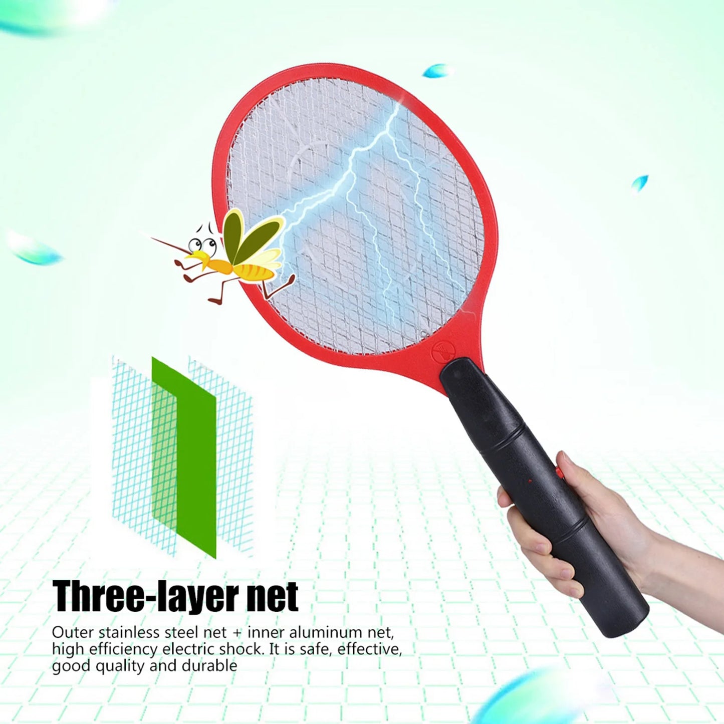 Electric Mosquito Swatter Bug Zapper Racket