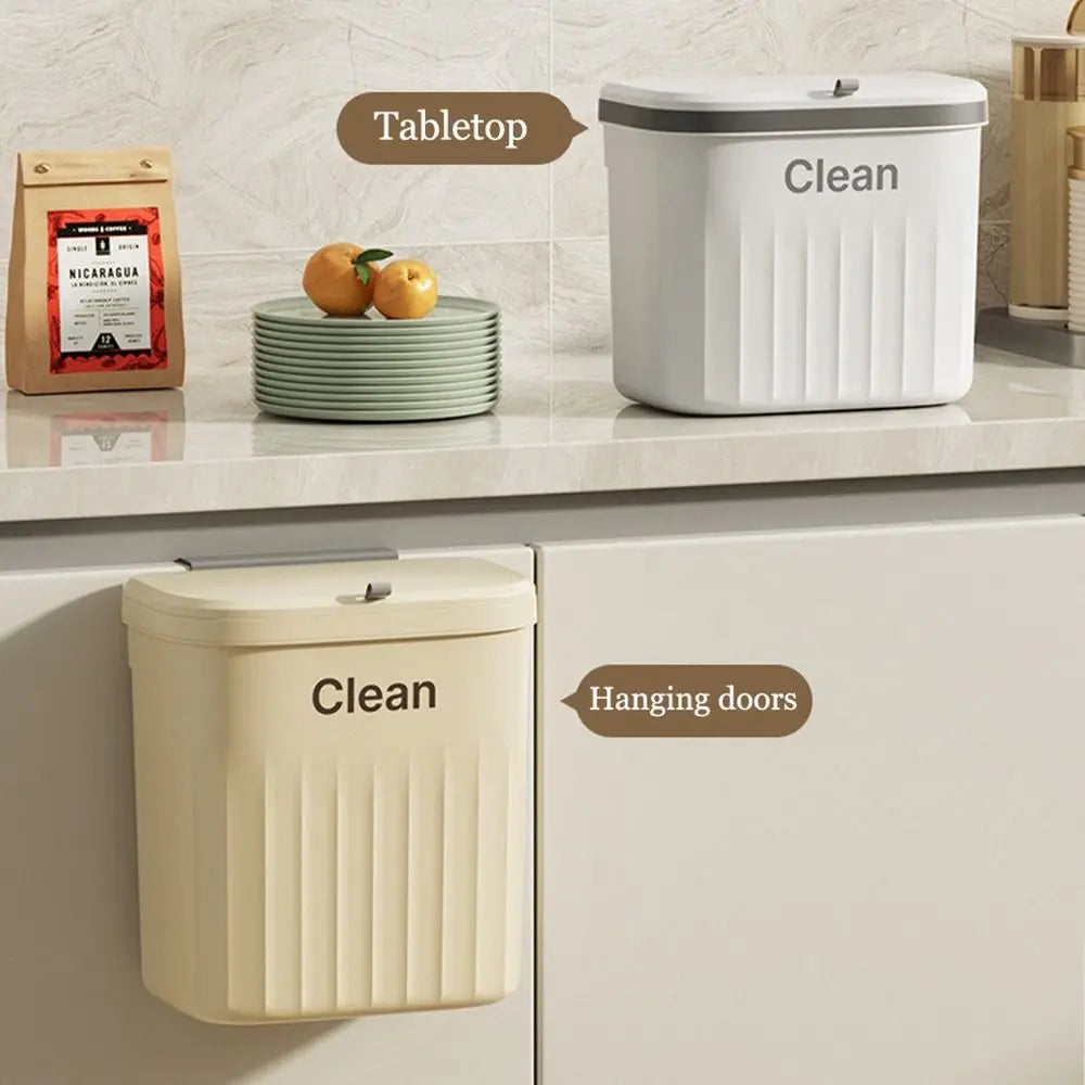 Wall-Mounted Under Sink Trash Can with Lid – 8.5L & 12L