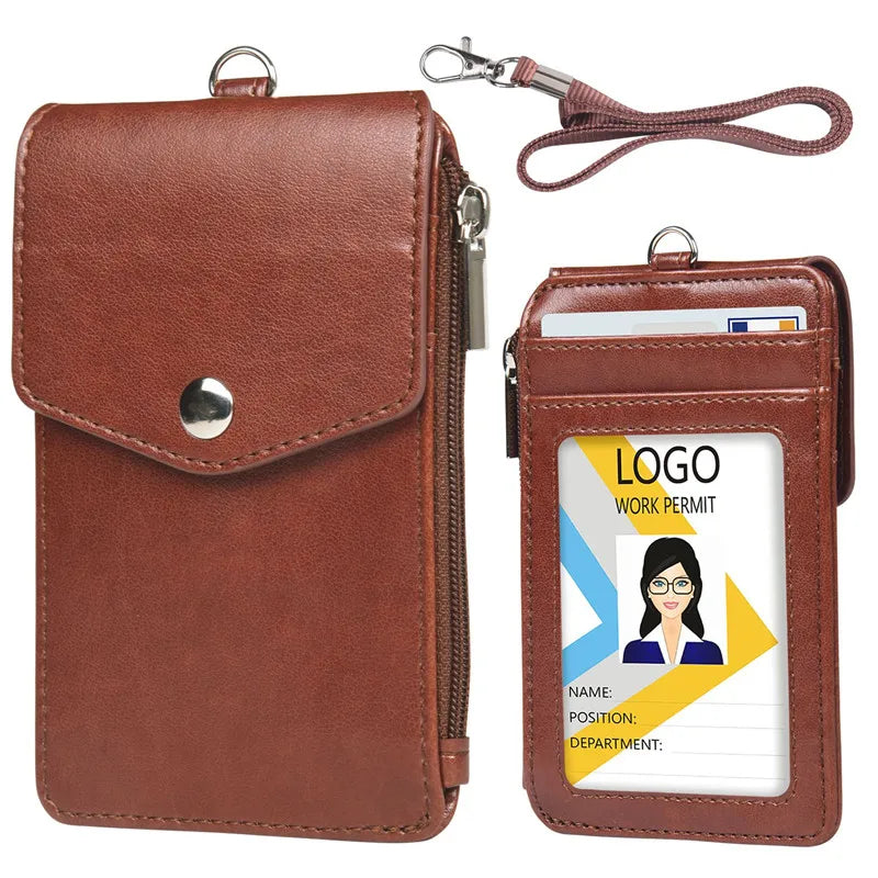 PU Lanyard Badge Holder with Zipper