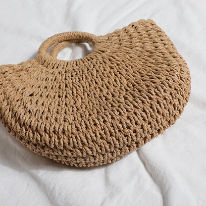 Bohemian Woven Straw Tote Crossbody Bag