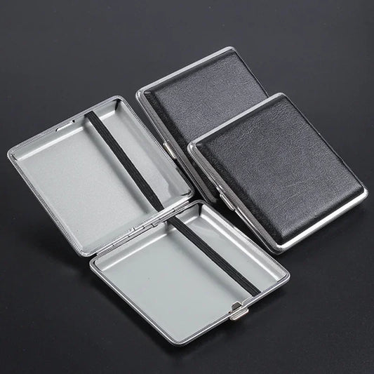 Leather & Stainless Steel Double-Opening Cigarette Case