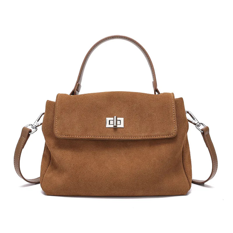 Women’s Suede Leather Flap Shoulder & Crossbody Bag