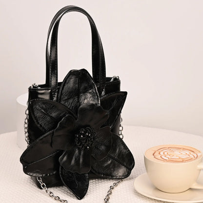 3D Floral PU Leather Bucket Handbag