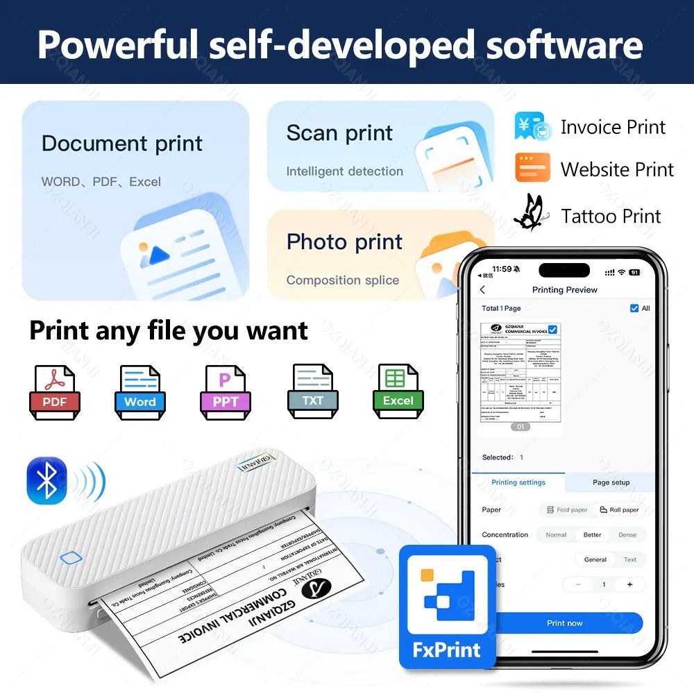 Portable A4 Bluetooth Thermal Printer